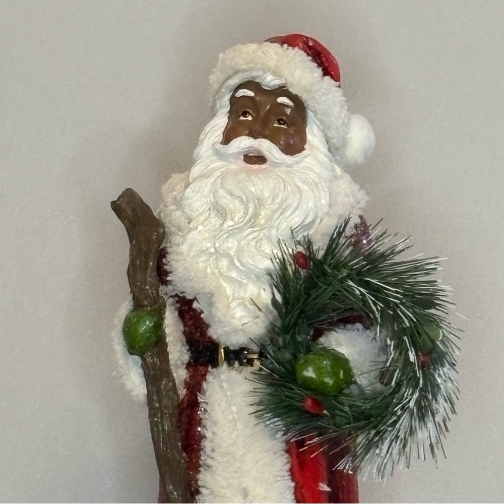 15 Inch Santa Claus with Wreath and Walking Stick by Valerie Parr Hill - Picture 3 of 4